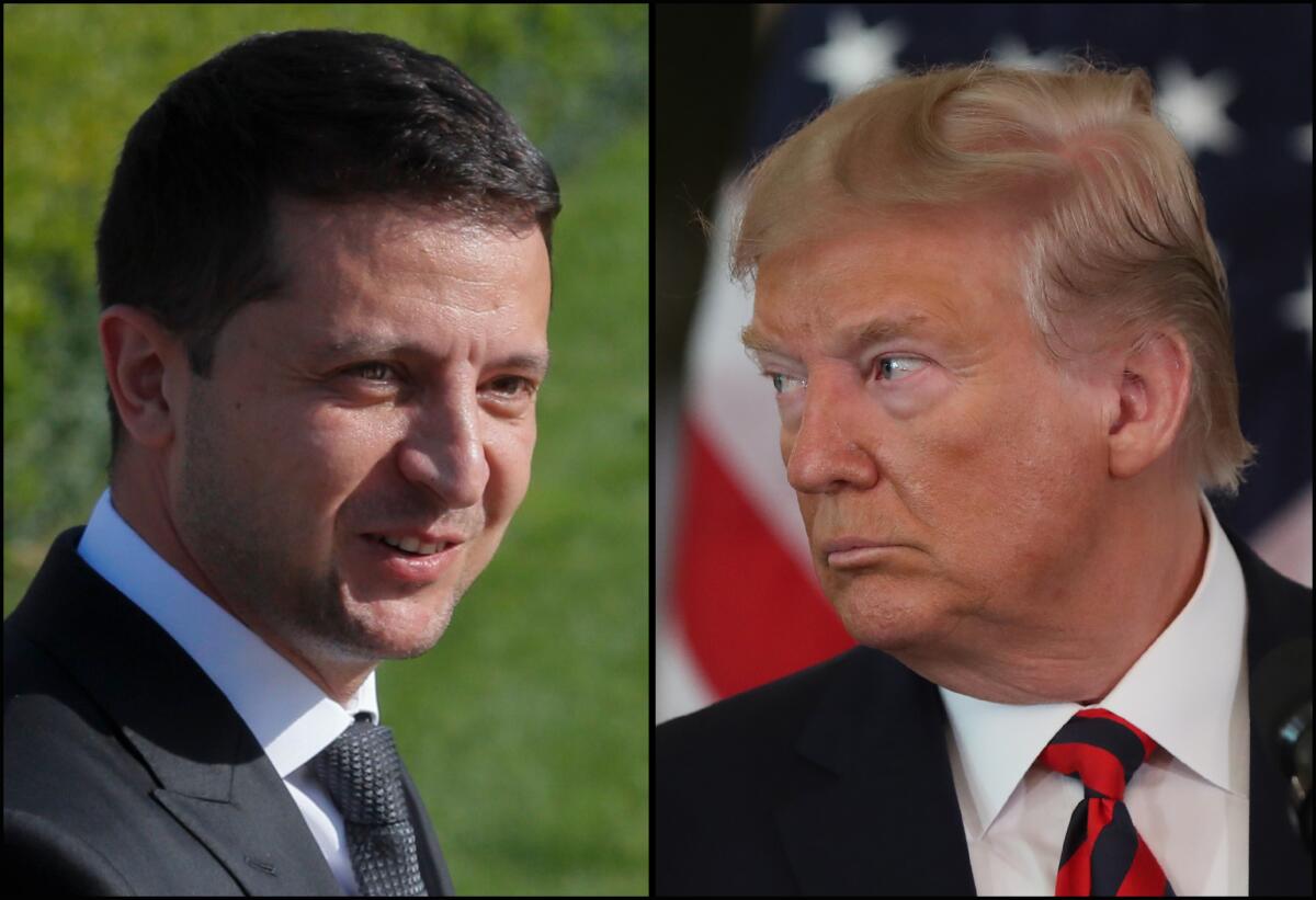 Ukrainian President Volodymyr Zelensky, left, and President Trump.