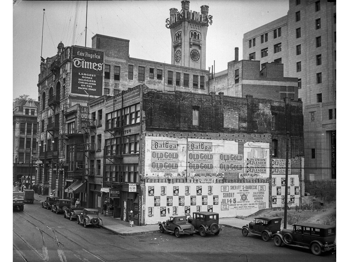 The third Los Angeles Times Building sits at First and Broadway