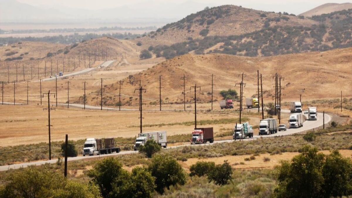 Traffic on Highway 138 between the 5 Freeway and Lancaster, near the site of the proposed Centennial development in north L.A. County.