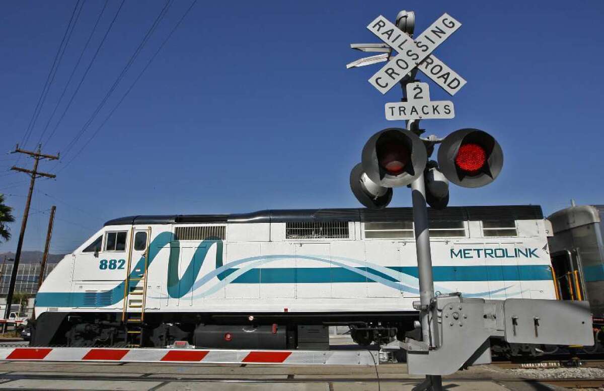A Metrolink train crosses Grandview Ave. in Glendale last year just north of where Rep. Adam Schiff held his news conference on Thursday.