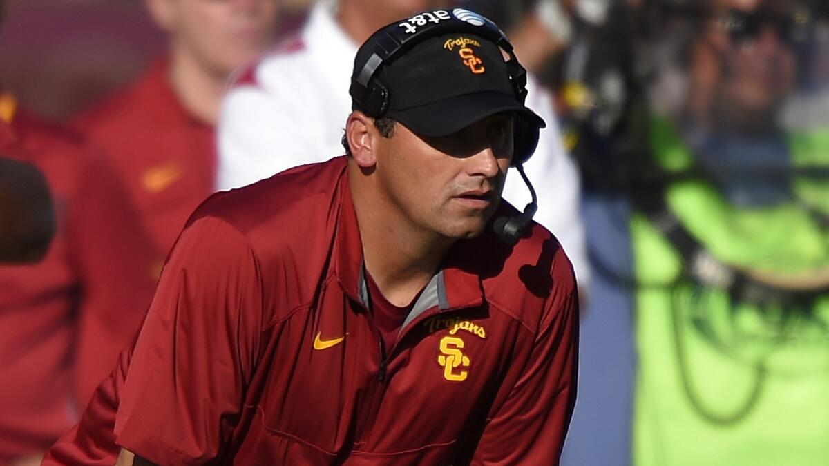 USC Coach Steve Sarkisian chose to focus on the Trojans' future rather than spend too much time celebrating their win over Stanford on Saturday.