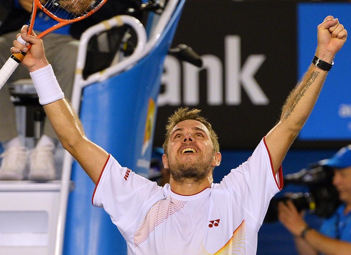 Tennis Channel provides coverage of major tournaments, including the Australian Open. Above, Switzerland's Stanislas Wawrinka celebrates after his victory against Spain's Rafael Nadal in the men's singles final of the 2014 Australian Open tennis tournament in Melbourne.