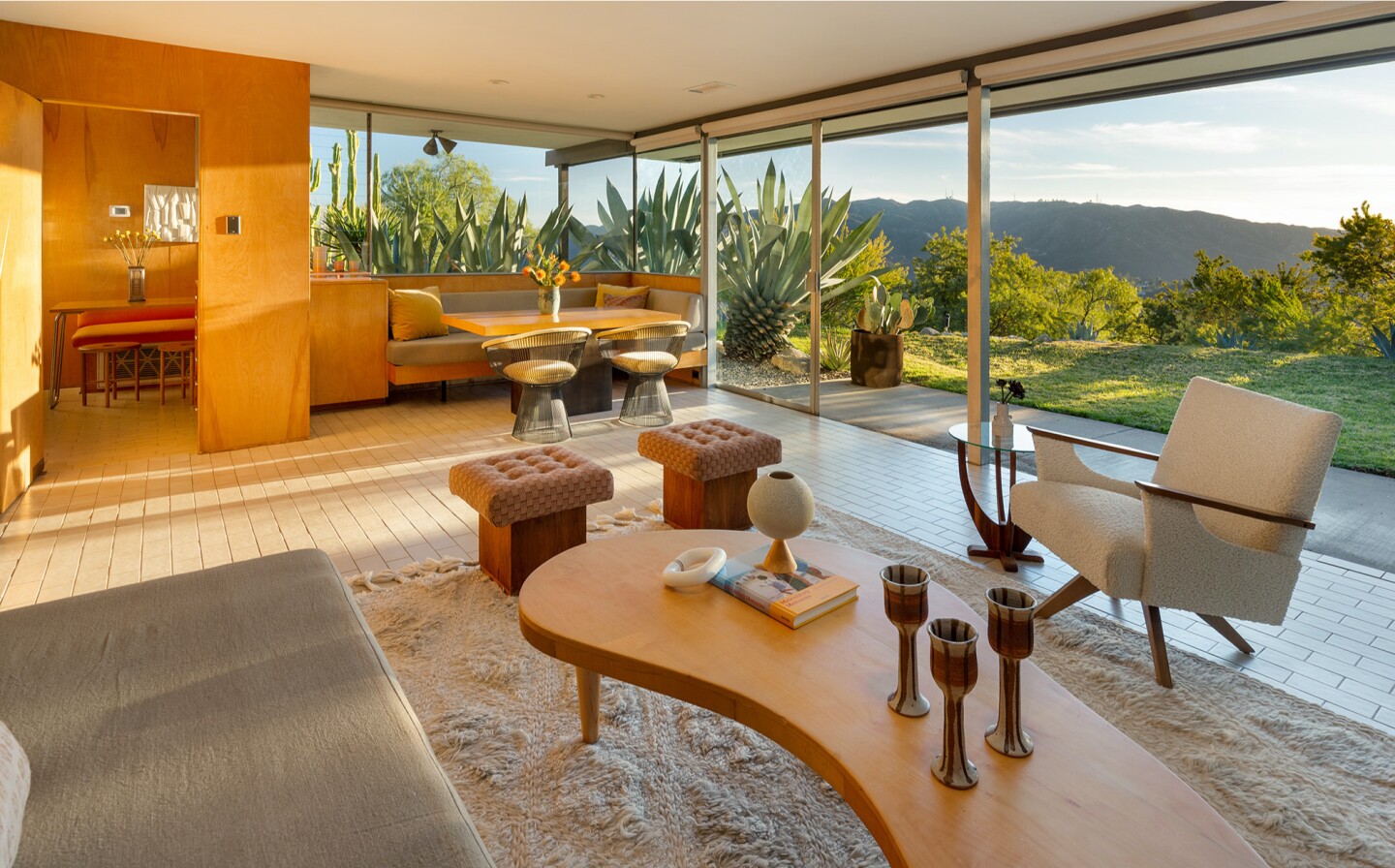 The hillside compound includes a 1950s gem designed by Richard Neutra, guesthouse and cabin surrounded by lawns and succulent gardens.