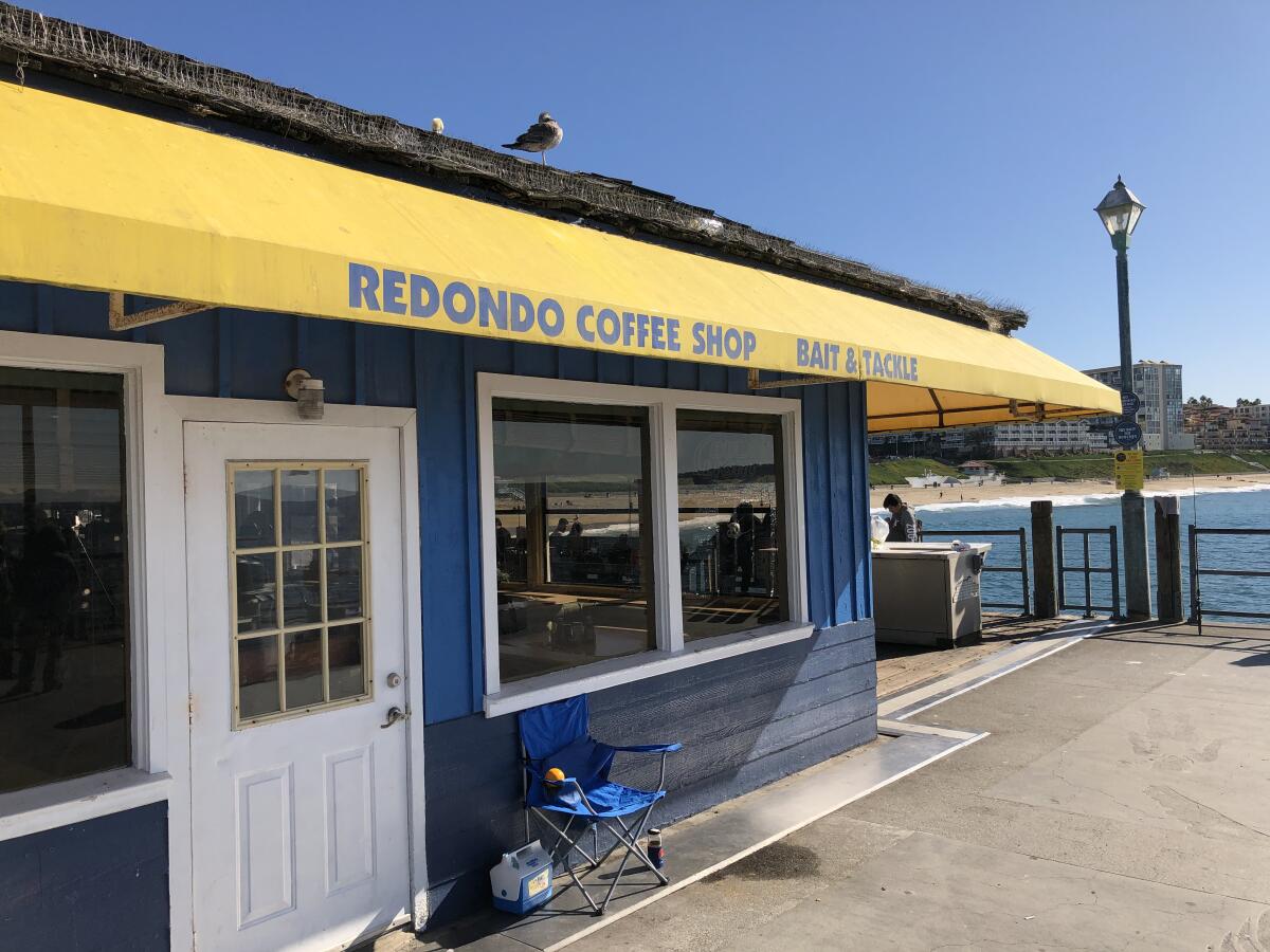 You can also rent a rod and buy bait at the Redondo Coffee Shop.