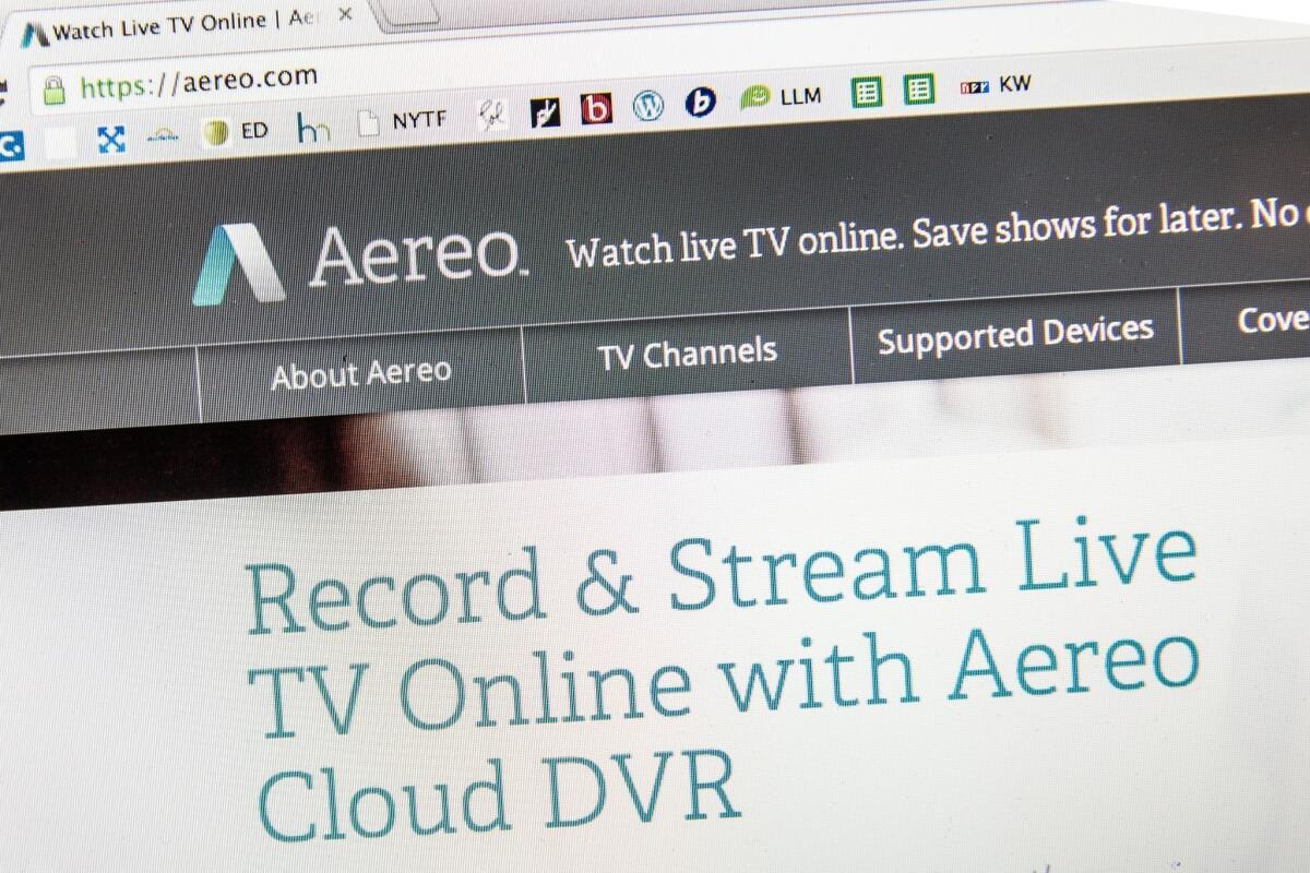 Aereo.com, a Web service that streams television shows online, is violating copyright laws, broadcasters contend.