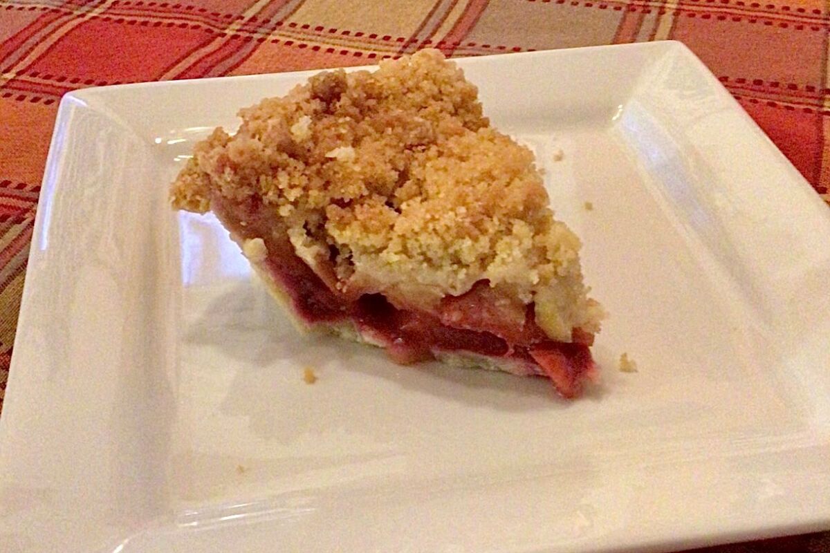 This raspberry apple crumble top pie from California Mountain Bakery is a perfect balance of sweet and tart.
