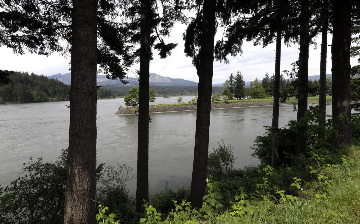 The Columbia River, which runs between Oregon and Washington state.