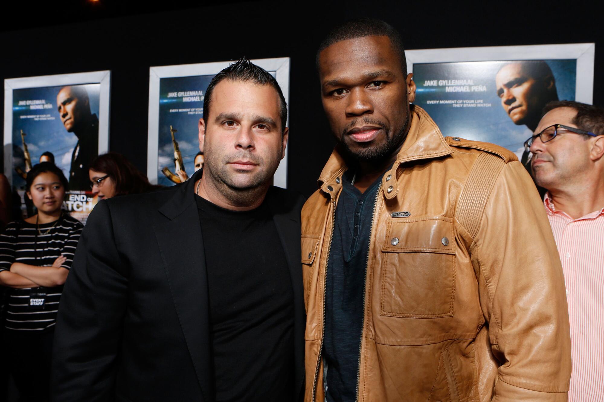 Randall Emmett, left, and 50 Cent at the "End of Watch" premiere on Sept. 17, 2012, in Los Angeles.