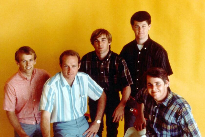 The Beach Boys circa 1964. (L-R) Al Jardine, Mike Love, Dennis Wilson, Brian Wilson, Carl Wilson. 