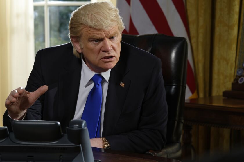 Brendan Gleeson as President Donald Trump in "The Comey Rule" "Night Two". Photo Credit: Ben Mark Holzberg/CBS Television Studios/Showtime.