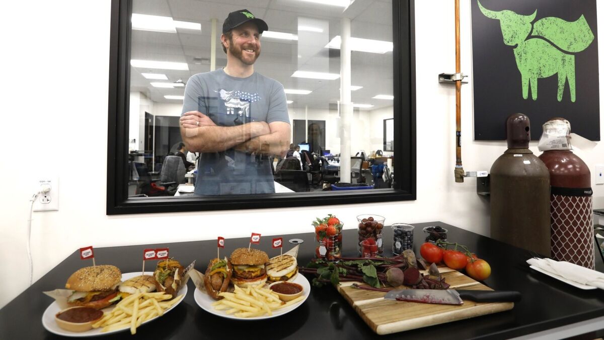 Ethan Brown with Beyond Meat products