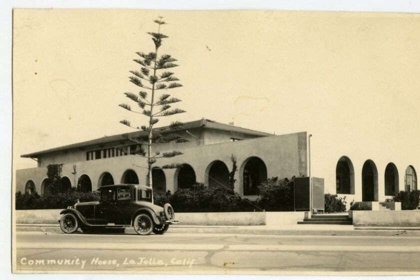 The La Jolla Rec Center, then called the Community House, as seen on a 1920s postcard.