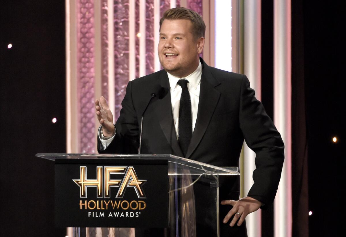 James Corden hosts the 20th annual Hollywood Film Awards. (Chris Pizzello / Invision / AP)