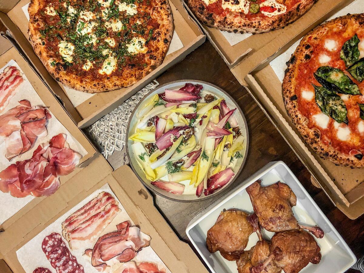 Family-style meal (with pizzas occasionally available as specials) from Bestia in the Arts District.