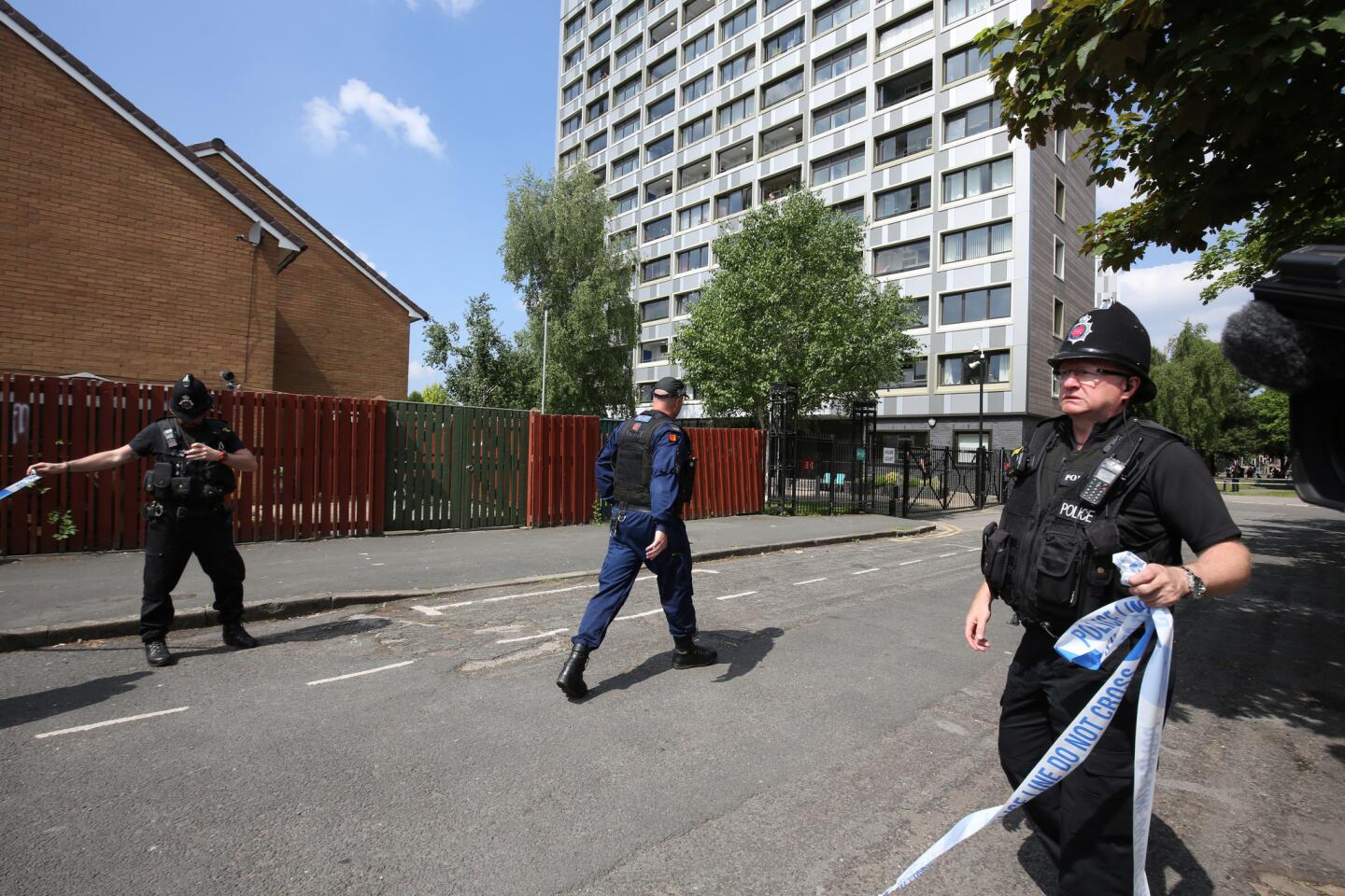 Police seal off Lindy Road in Manchester as the attack investigation continues on May 25, 2017.