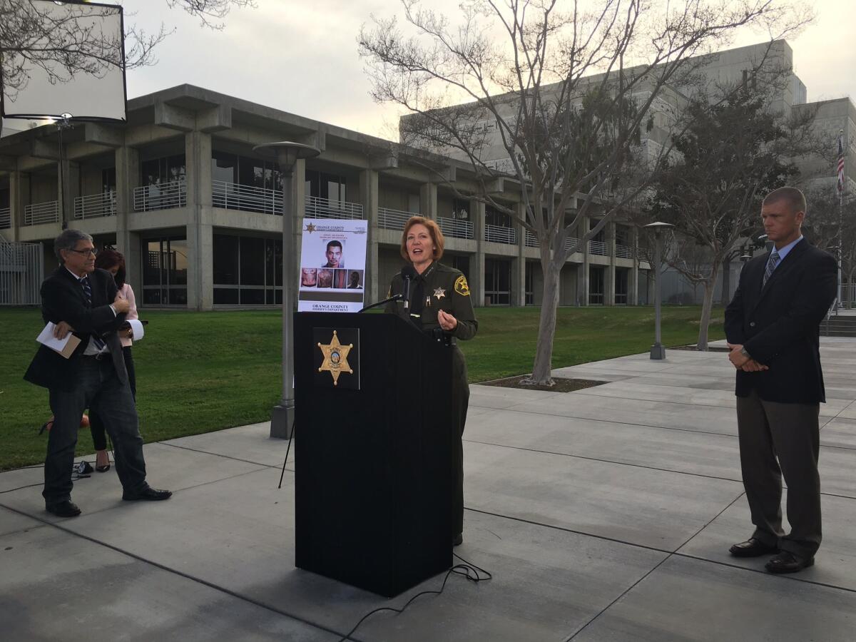 Orange County Sheriff Sandra Hutchens announced the arrest of several gang members as part of an ongoing probe into an escape from the Men's Central Jail in Santa Ana.
