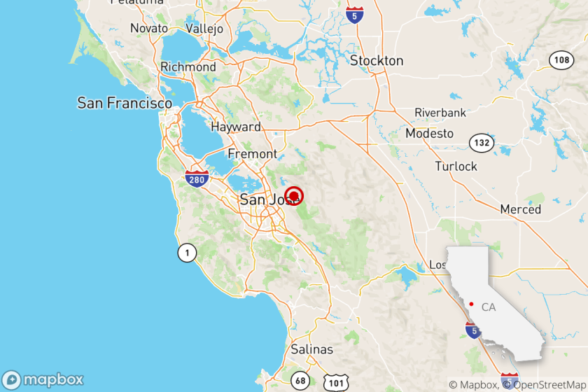 A quake Sunday struck less than a mile from San Jose, according to the U.S. Geological Survey.