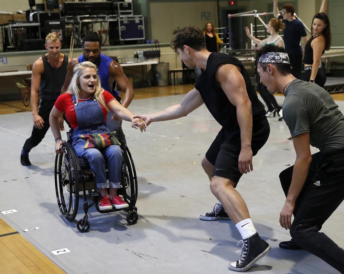 Ali Stroker during a rehearsal for the 2018 production of "Annie" at the Hollywood Bowl.