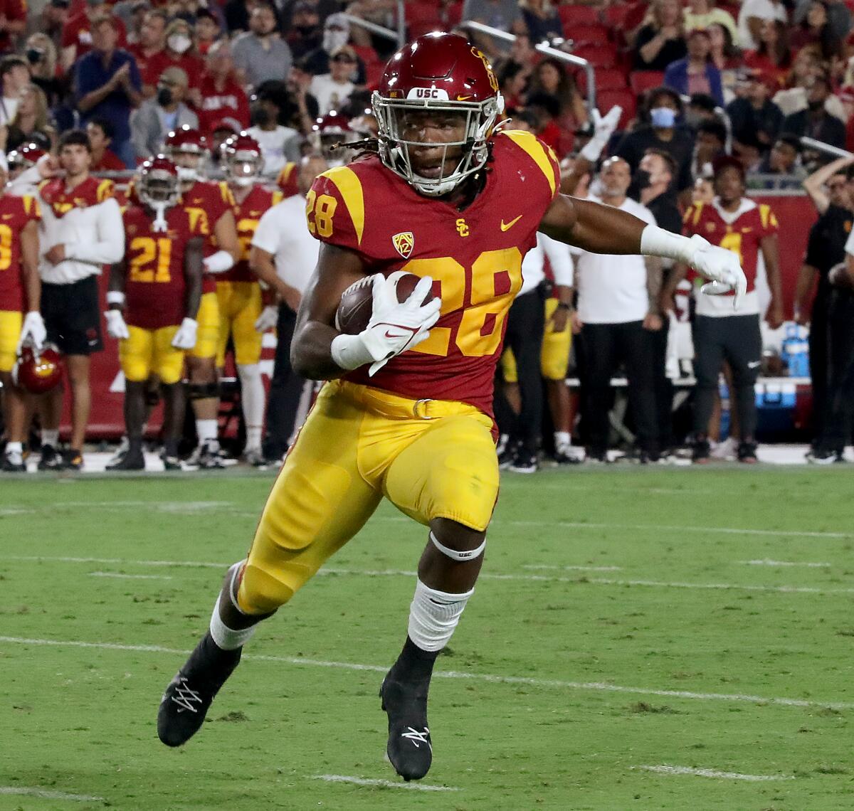 USC tailback Keaontay Ingram looks for room to run