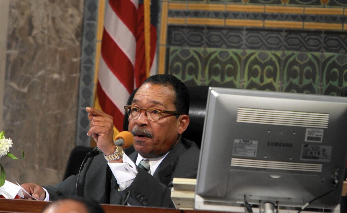Los Angeles City Council President Herb Wesson, seen in March 2012, runs council meetings Sacramento-style, with an air of efficiency. But that can sometimes cut out the public's opportunity to speak.
