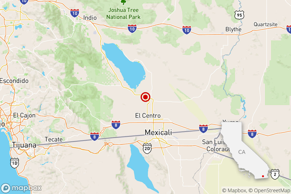 Two earthquakes were reported Saturday afternoon near Brawley, Calif.