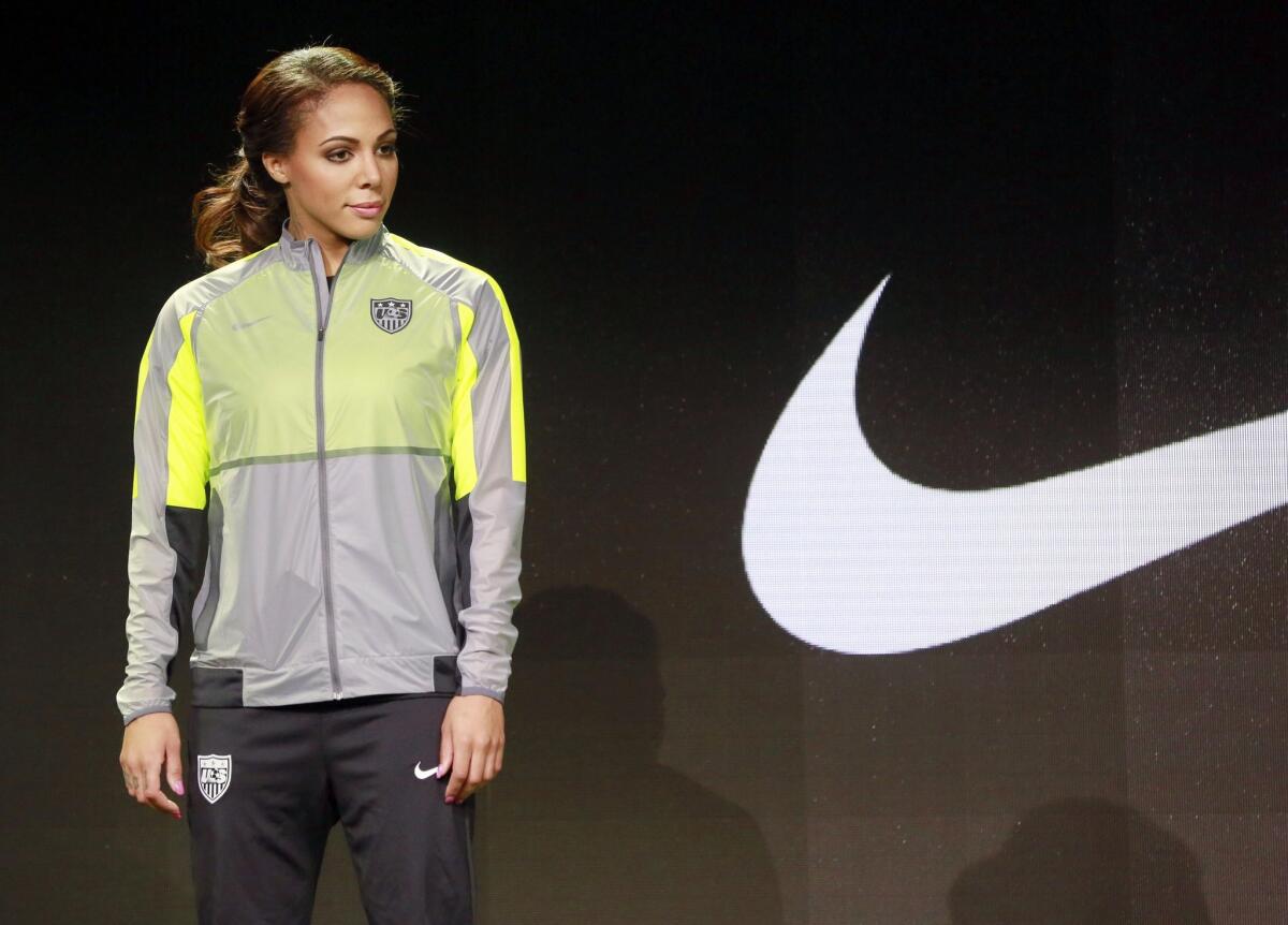 U.S. soccer player Sydney Leroux. Soccer apparel and footwear is beating the competition in other sports categories in terms of sales growth.