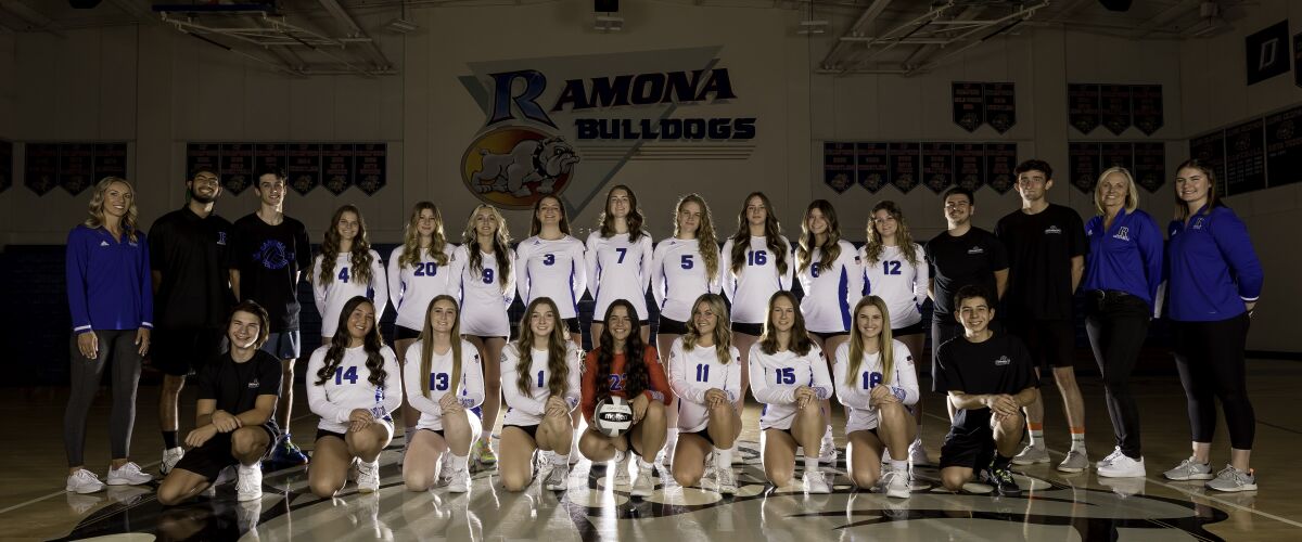 Team photo of the Bulldogs girls volleyball team for 2022-23.