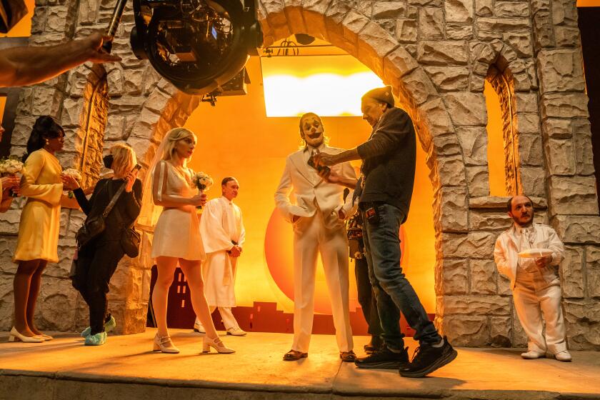 Lady Gaga, Joaquin Phoenix and Todd Phillips filming a musical sequence of "Joker: Folie à Deux."