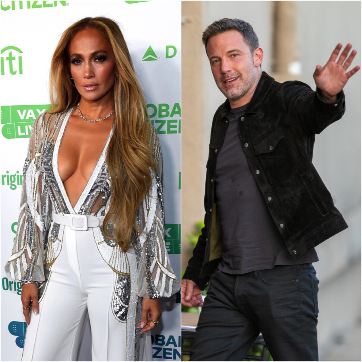 Separate photos of Jennifer Lopez and Ben Affleck.