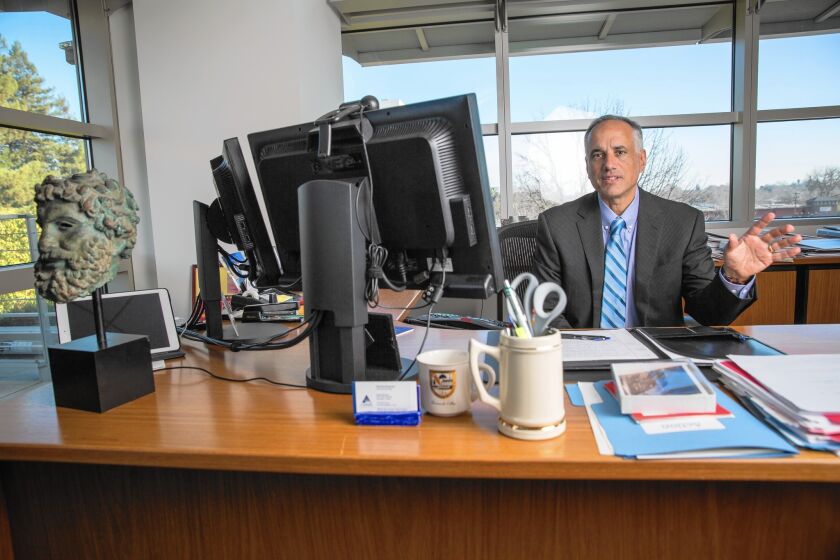 “We have been rewarded appropriately for the risks that we took,” said Ted Eliopoulos, CalPERS’ chief investment officer. Above, Eliopoulos at the pension fund's Sacramento headquarters in January.