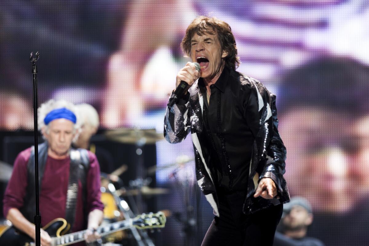 Mick Jagger and the Rolling Stones perform at Staples Center in downtown Los Angeles on May 3, 2013, as part of their 50 and Counting tour.