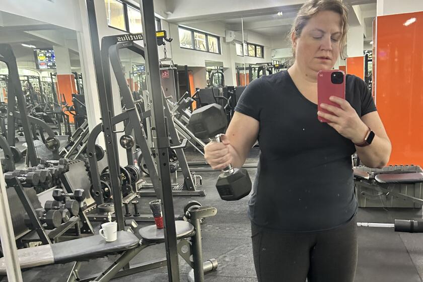 Jodi Cilley goes to the gym in Playas de Tijuana, Mexico.