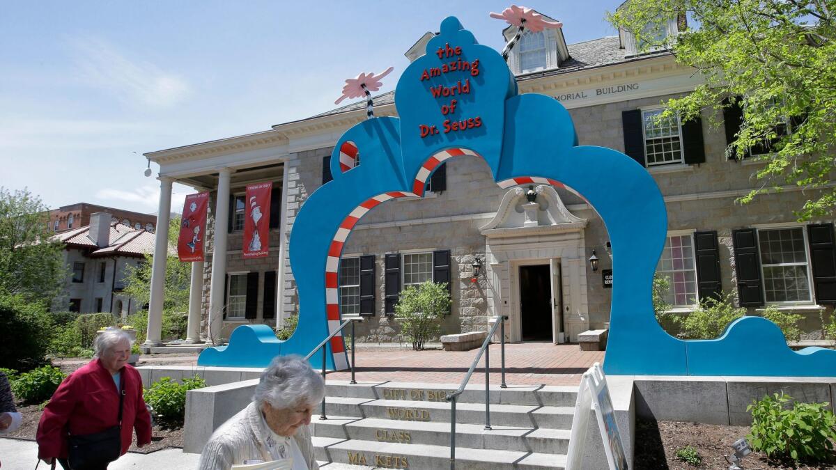 An entrance to the Amazing World of Dr. Seuss Museum in Springfield, Mass.