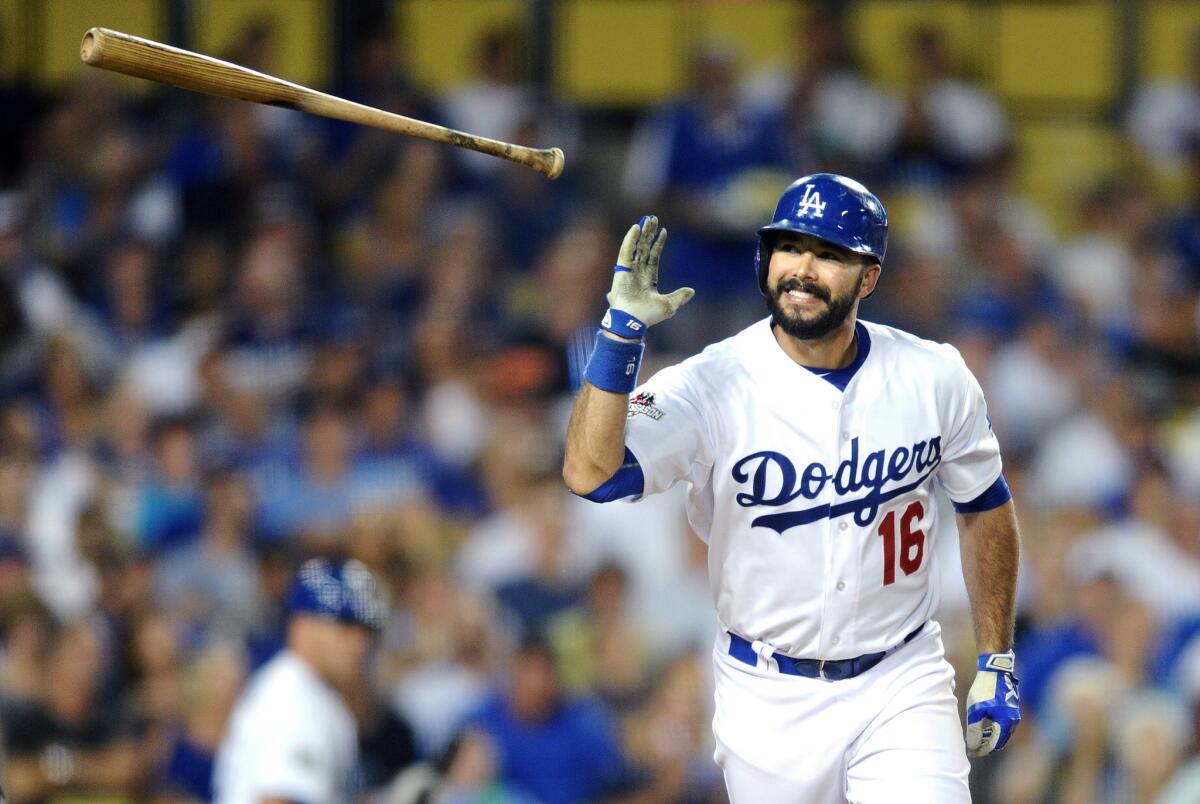 Dodgers hitter Andre Ethier mid game.