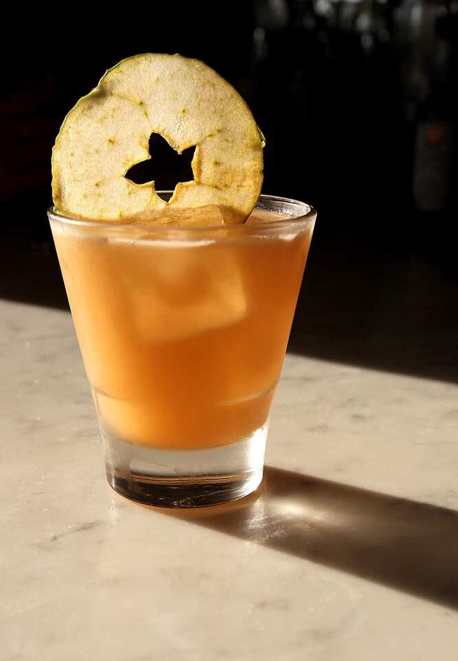 The Grandma's Boy is white rum, SQIRL apple butter, fresh lime juice, fresh-pressed Granny Smith apple juice and barrel-aged bitters.