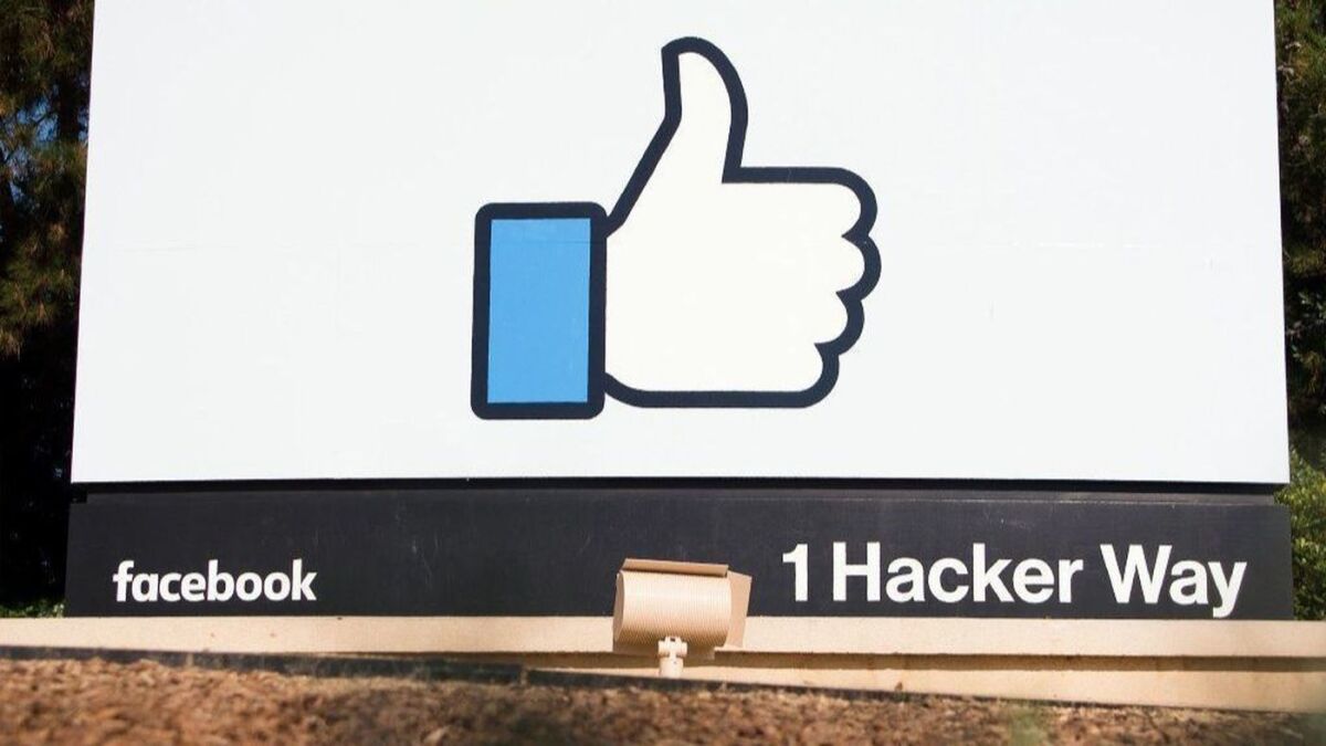 A thumbs-up sign at Facebook's headquarters. 