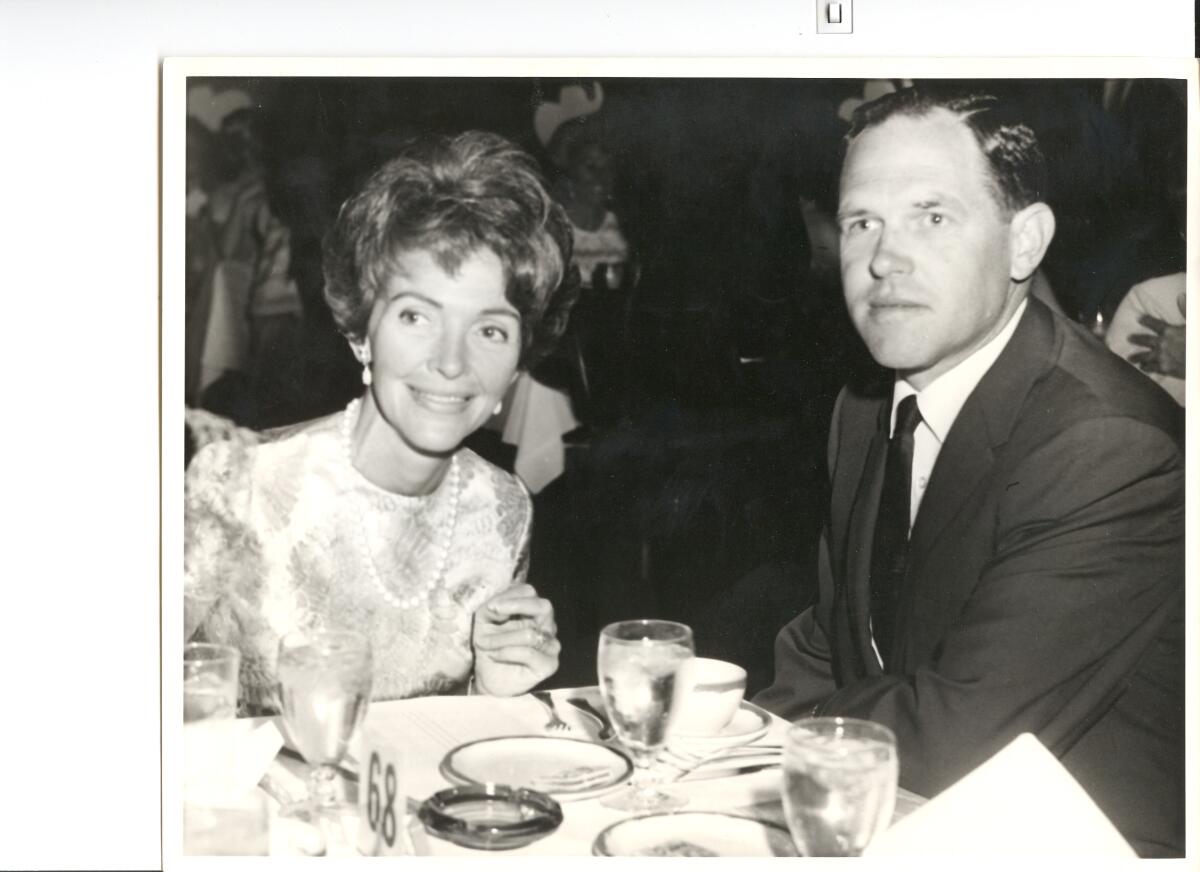 Nancy Reagan with William Bents at a dinner at the Balboa Bay Club in May 1967.