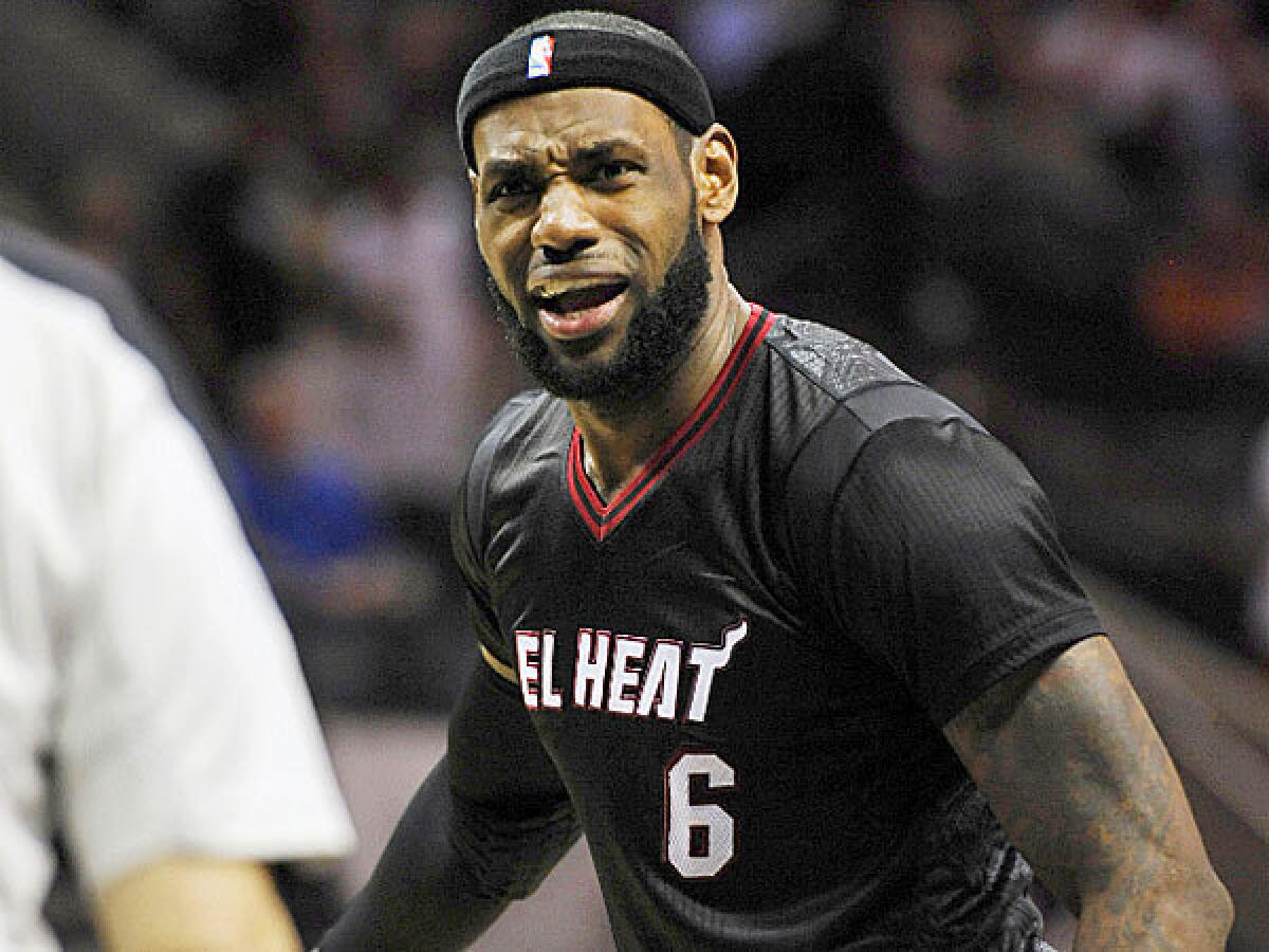 Miami star LeBron James did not like wearing a sleeved jersey when the Heat played San Antonio on March 6.
