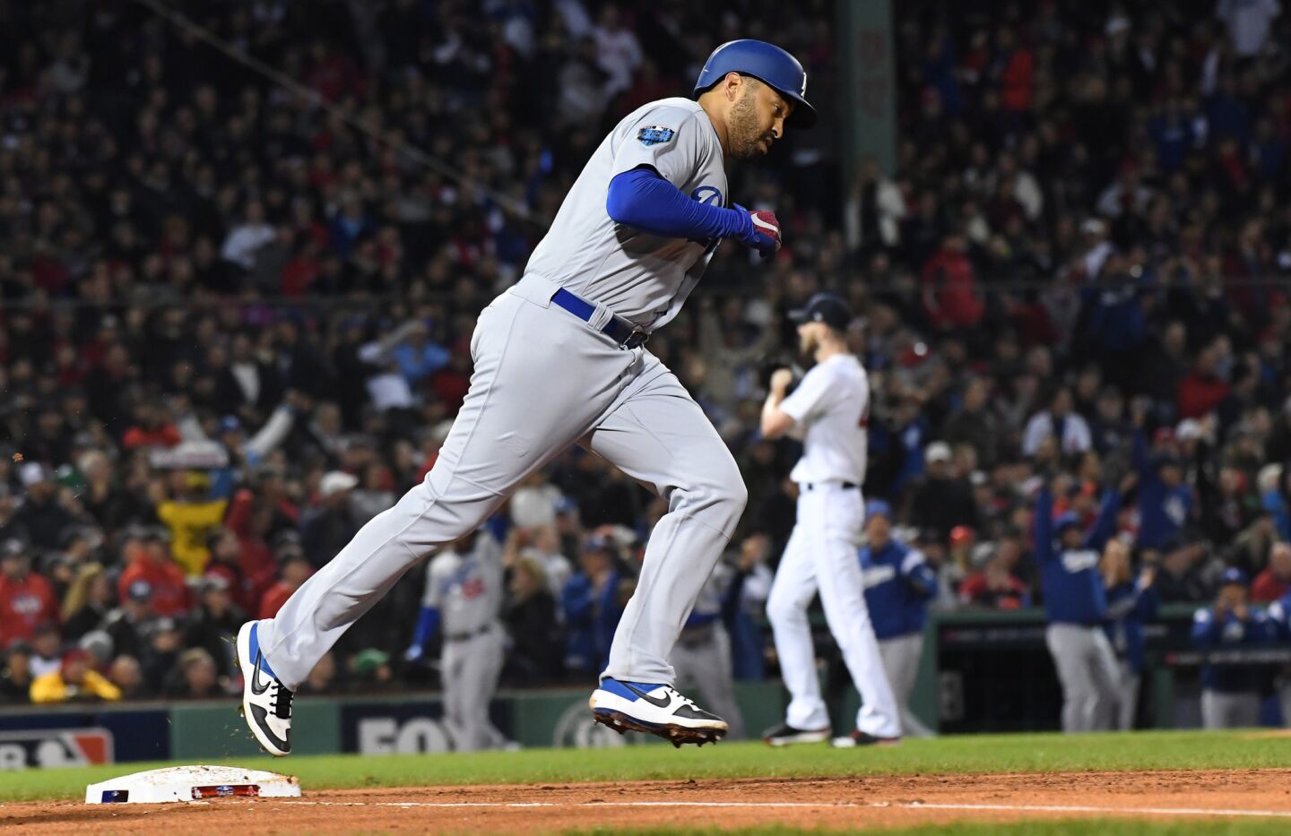 Dodgers Matt Kemp homers off Red Sox pitcher Chris Sale in the second inning.