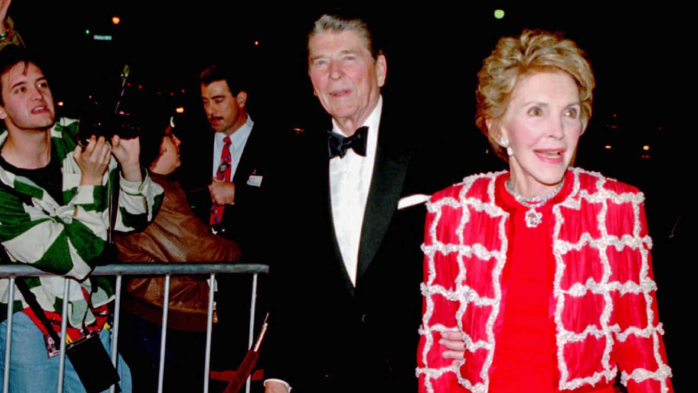 The former president and first lady arrive for the premiere of Andrew Lloyd Webber's "Sunset Boulevard" in Los Angeles in December 1993.