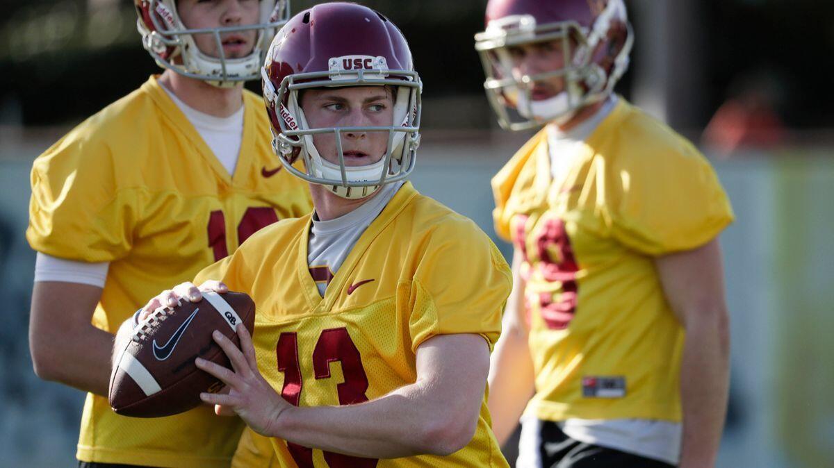 USC quarterback Jack Sears: “We’re getting our reps in and competing.”