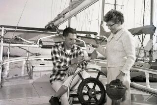 December 17, 1966 -- "Muff" and Malcolm Graham Jr. sipping coffee here in happier days after returning from an around-the-world sail aboard Sea Wind that took five years and eight months. U-T San Diego file photo..San Diego History Center /Union-Tribune collection