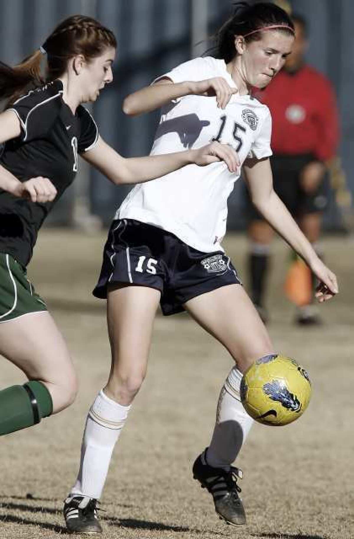 ARCHIVE PHOTO: Flintridge Prep's Abby Letts, right, is an All-Area Girls' Soccer second-teamer.