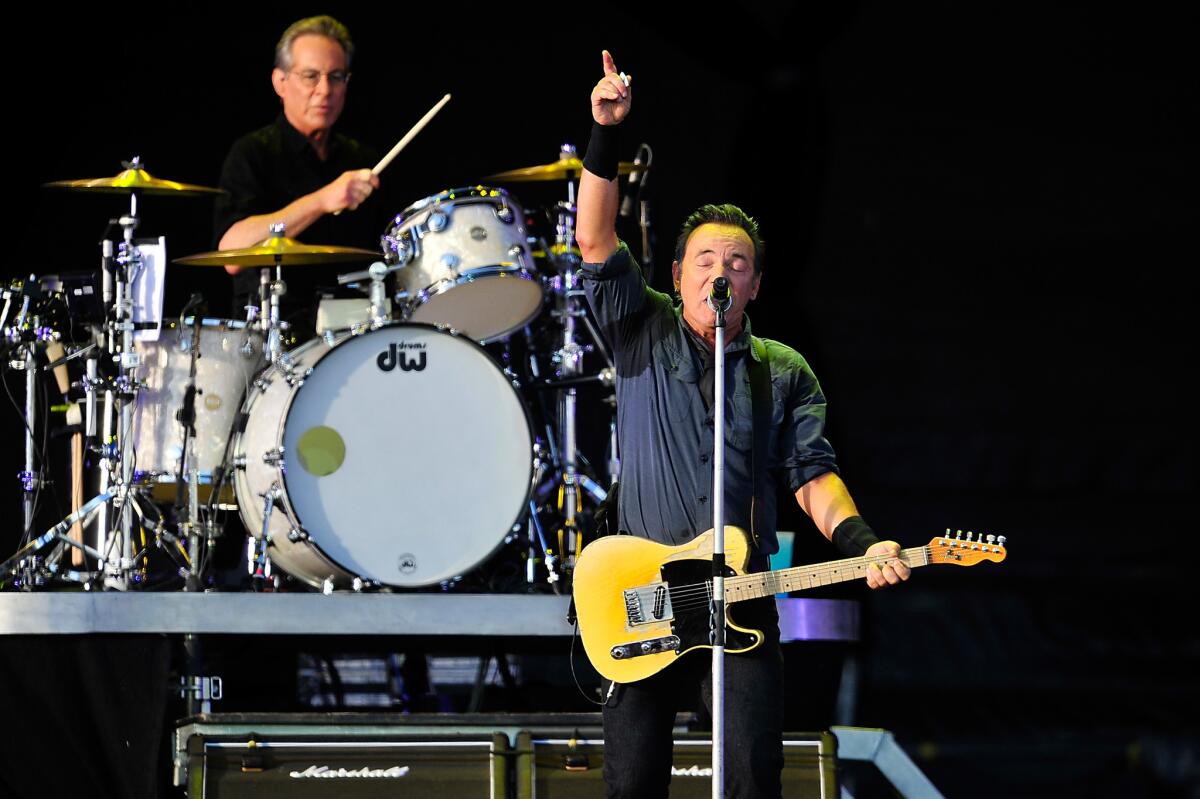 Bruce Springsteen, shown with E Street Band drummer Max Weinberg at a performance last month in London, is the focus of the new fan-generated documentary "Springsteen and I" screening Monday and July 29 in select theaters in the U.S.