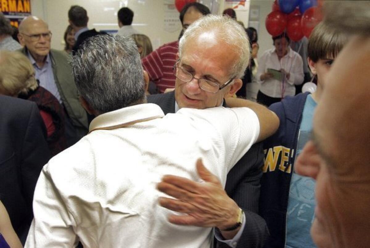 Democratic Rep. Howard Berman greets supporters on election night in Encino.