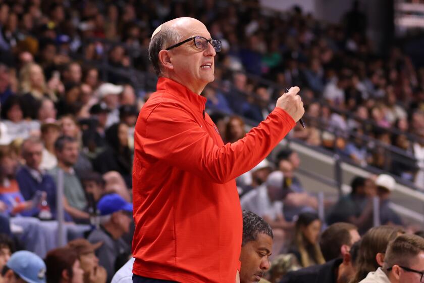 OCEANSIDE, CALIFORNIA - OCTOBER 08: Coach Jeff Van Gundy of the Los Angeles Clippers calls.