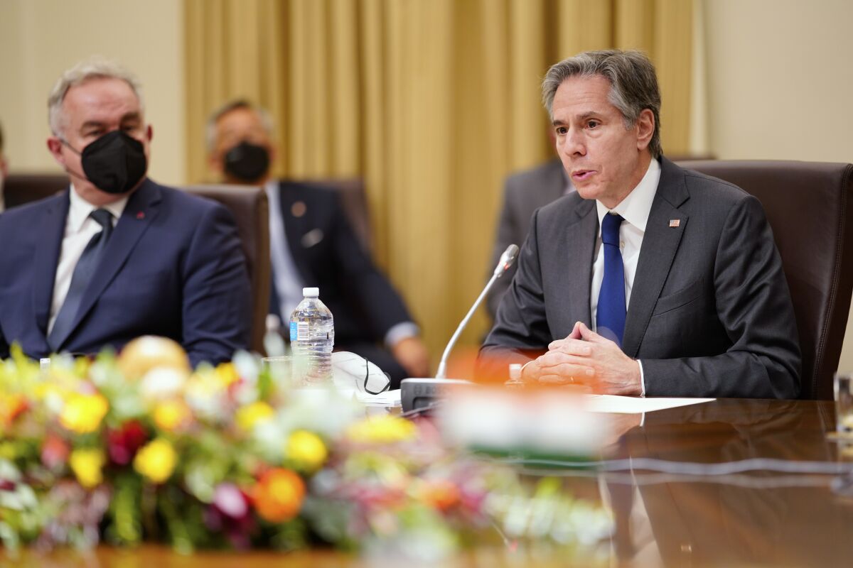 Secretary of State Antony J. Blinken at a meeting