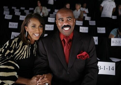 Steve Harvey and his wife, Marjorie Bridges-Woods, arrive for the Chado Ralph Rucci spring 2010 show.