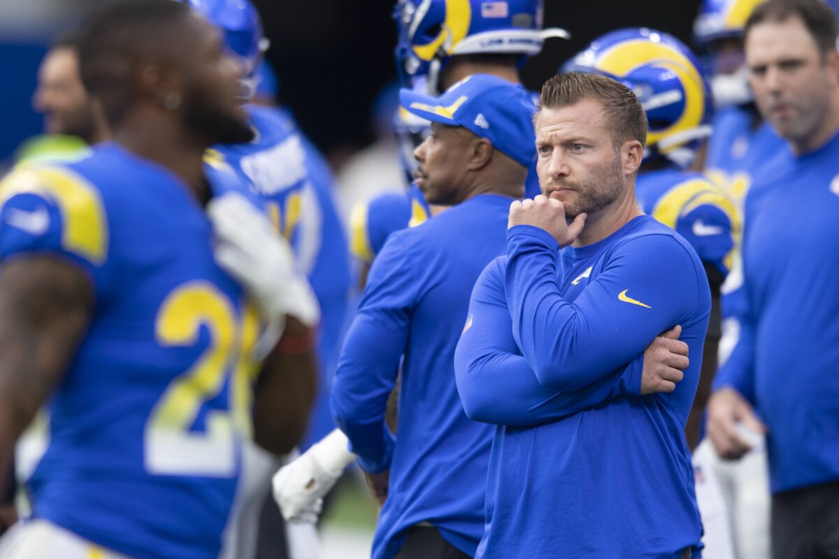 Los Angeles Rams head coach Sean McVay before playing the Detroit Lions.