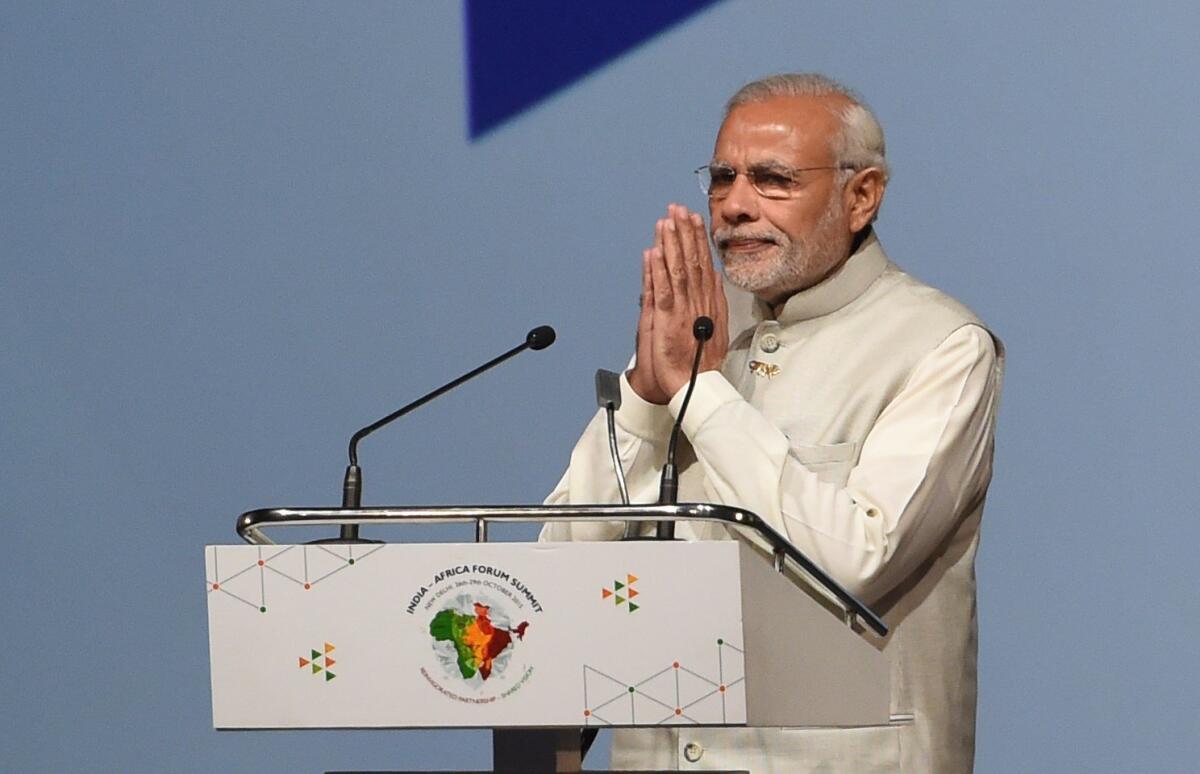 Indian Prime Minister Narendra Modi at the India-Africa Forum Summit in New Delhi on Oct. 29.